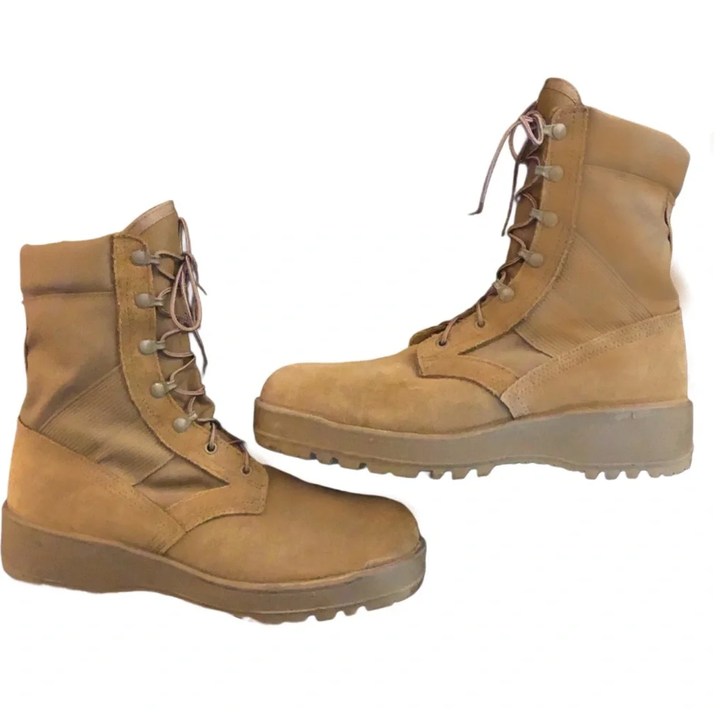 Vibram Mens Tan Suede Combat Boots Size 11